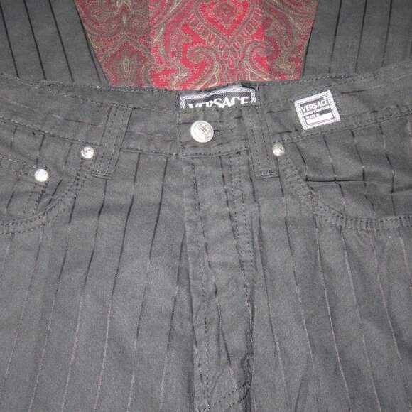 Versace Jeans Couture Straight Leg black pinstriped jeans Pants 29 43 US 6 - Picture 2 of 6
